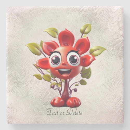 Red Flower Stone Coaster