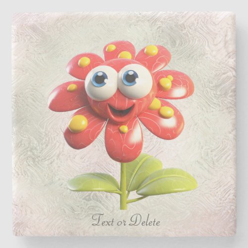 Red Flower Stone Coaster