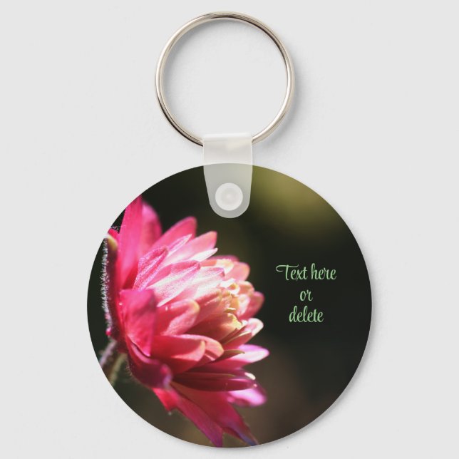 Red Flower Sunlight Floral Personalized Keychain (Front)