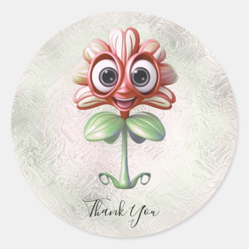 Red Flower Thank You Sticker