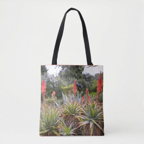 Red flower tote bag