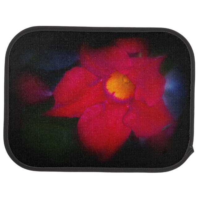 Red Flower Vine on Black Car Mat (Rear)