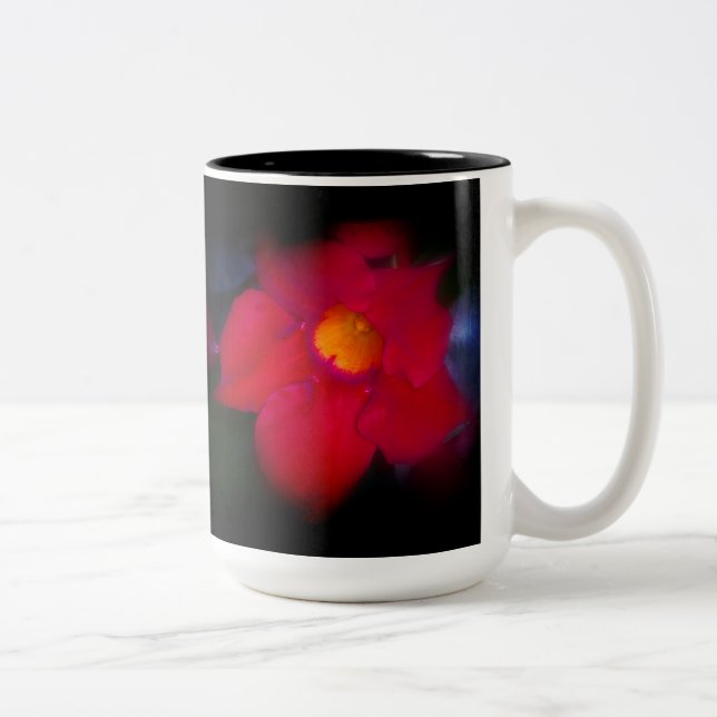 Red Flower Vine on Black Two-Tone Coffee Mug (Right)
