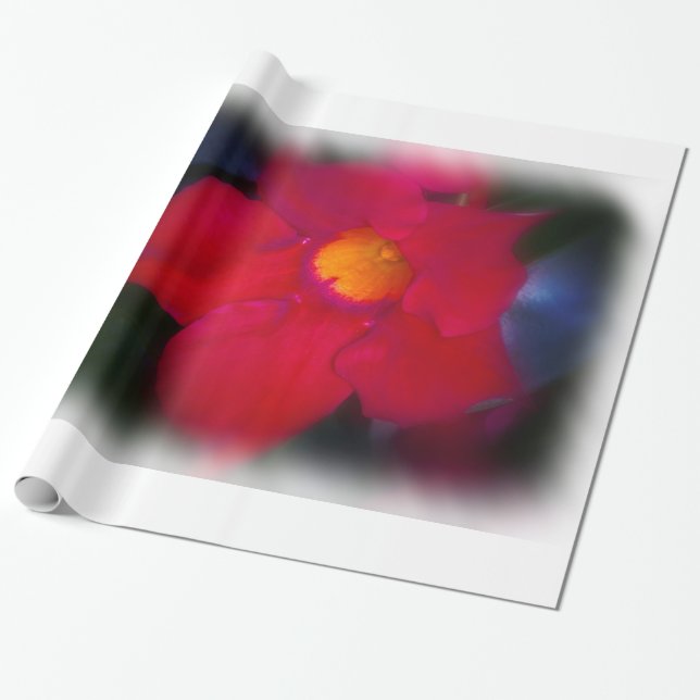 Red Flower Vine on White Large Wrapping Paper (Unrolled)