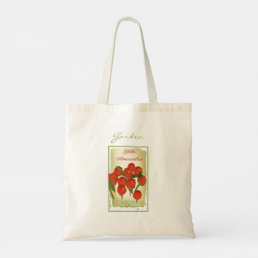 Red Flower Watercolor Seed Packet Tote Bag