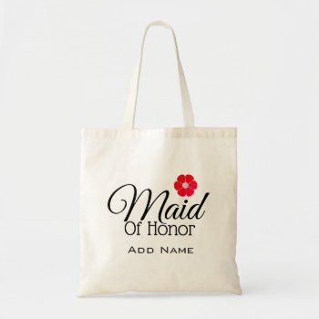 Red Flower Weddings Maid Of Honor Budget Tote Bag by visionsoflife at Zazzle