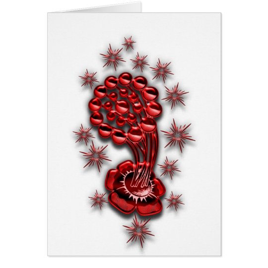 red flower with sparkles card