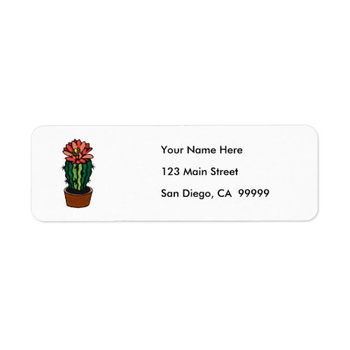 Red Flowered Colored Ink Cactus Label
