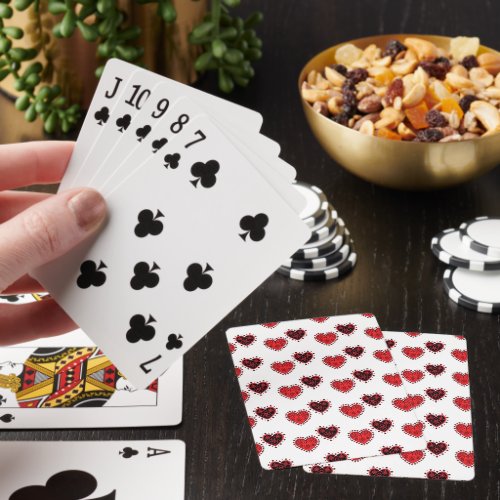 Red Flowered Hearts Playing Cards