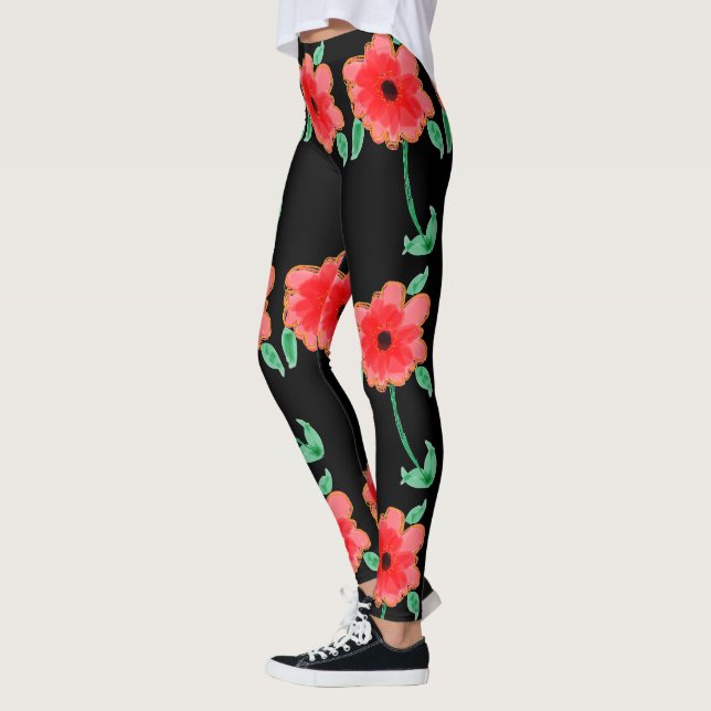 Red Flowered Leggings (Left)