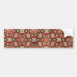 Red Flowered Medici Fabric Bumper Sticker