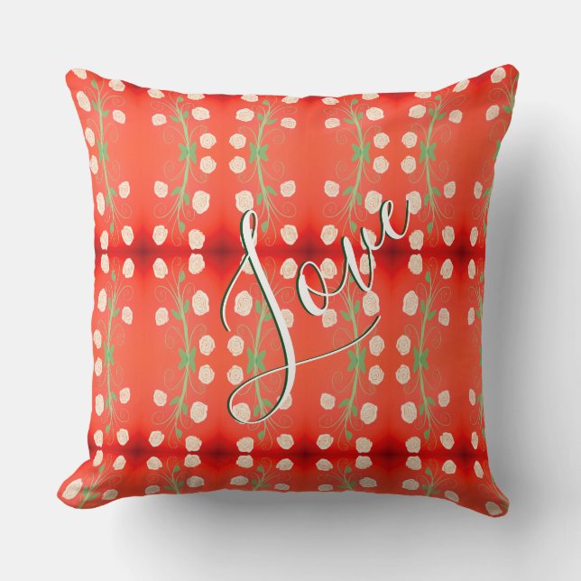 Red Flowered Pillow (Front)