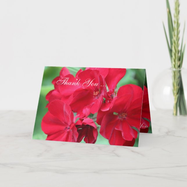 Red Flowered Thank You Note Card (Front)