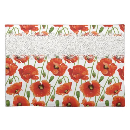 Red Flowering Poppy Placemat
