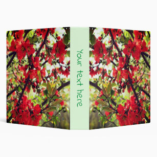 Red Flowering Quince Spring Blossoms Personalized 3 Ring Binder