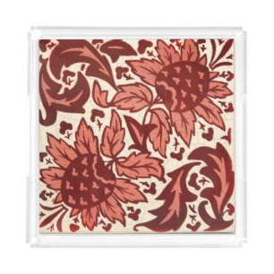 Red Flowers and Fruit Antique Pattern Acrylic Tray