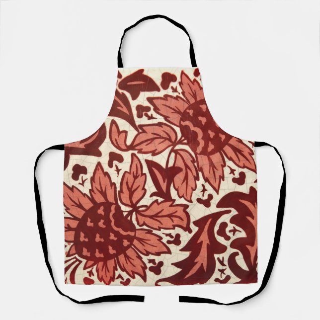 Red Flowers and Fruit Antique Pattern Apron (Front)