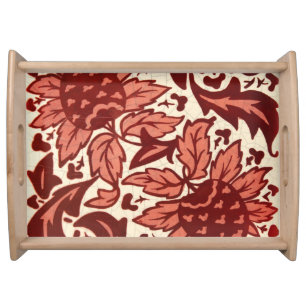 Red Flowers and Fruit Antique Pattern Serving Tray