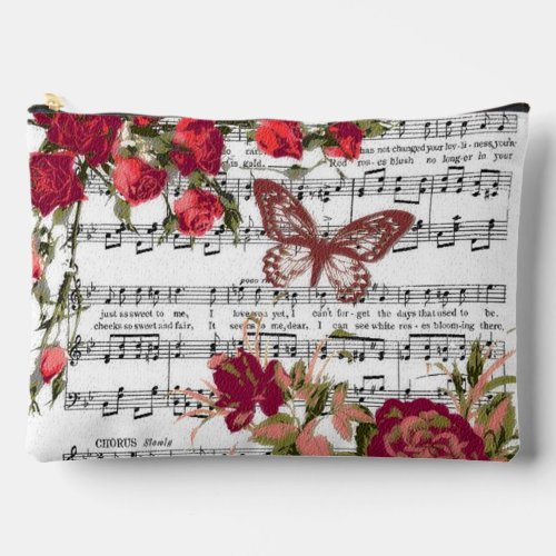 Red flowers and music accessory pouch