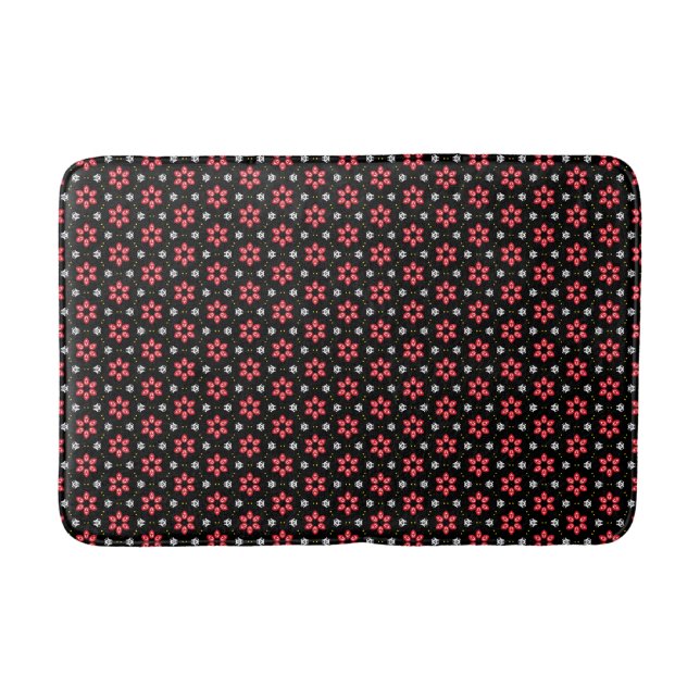 Red Flowers Bath Mat (Front)