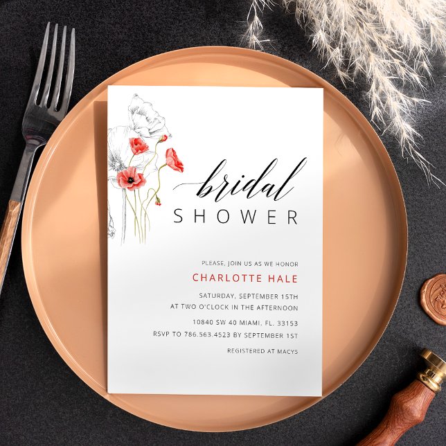 Red Flowers Bridal Shower Invitation (Creator Uploaded)