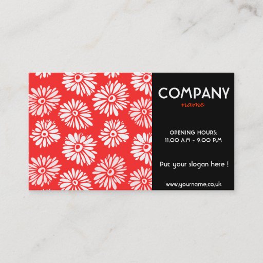 Customizable Red Flowers Business Card