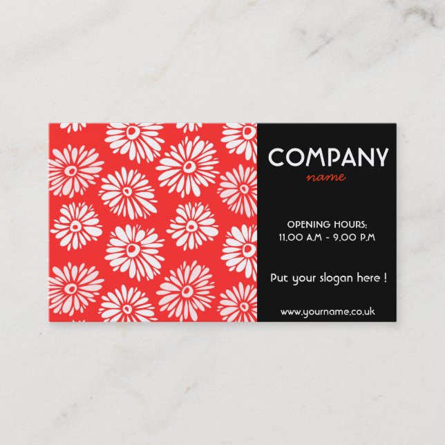 Red Flowers Business Card (Front)