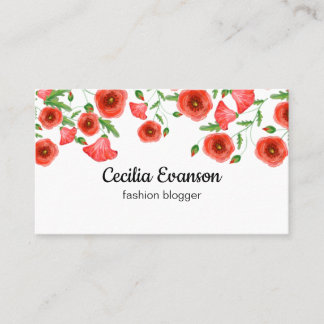 Red Flowers Business Cards