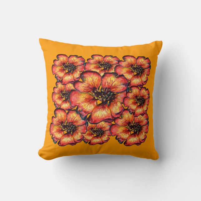 Red Flowers by Alexandra Cook Throw Pillow (Front)
