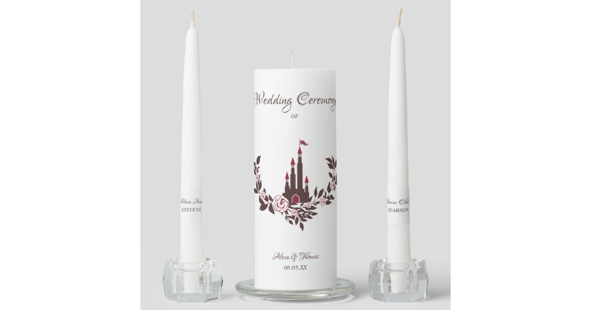 Wedding Candles Burgundy,Unity Wedding Candles with Lace for