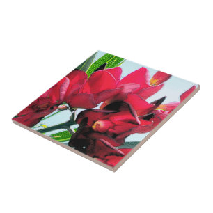 Red Flowers Ceramic Tile