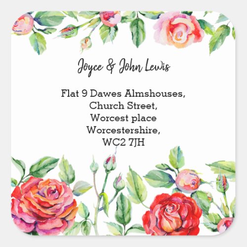 red flowers Change of address label