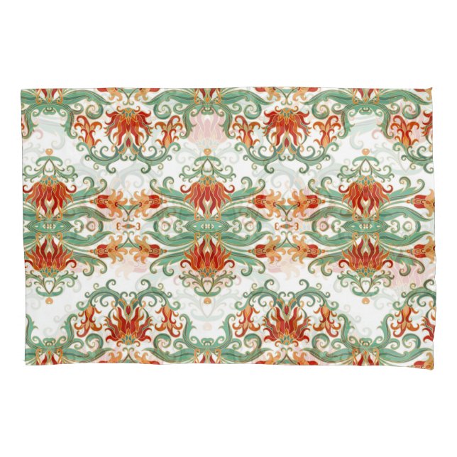 Red Flowers Chinese Style Ornamental Pillow Case (Front)