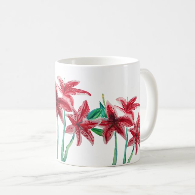 Red Flowers Coffee Mug (Front Right)