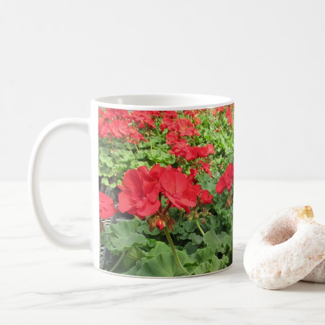 Red Flowers Coffee Mug (With Donut)