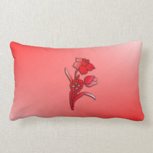 Red Flowers Daffodil Throw Pillow