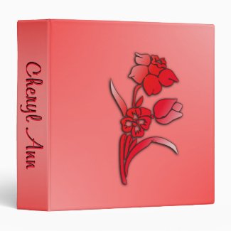 Red Flowers Daffodil Vinyl Binders