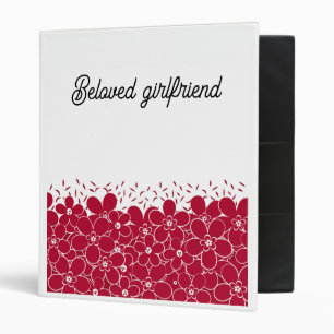 Red flowers daisies on white background 3 ring binder