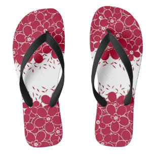 Red flowers daisies on white background flip flops