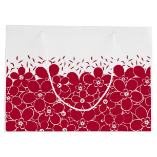 Red flowers daisies on white background  large gift bag