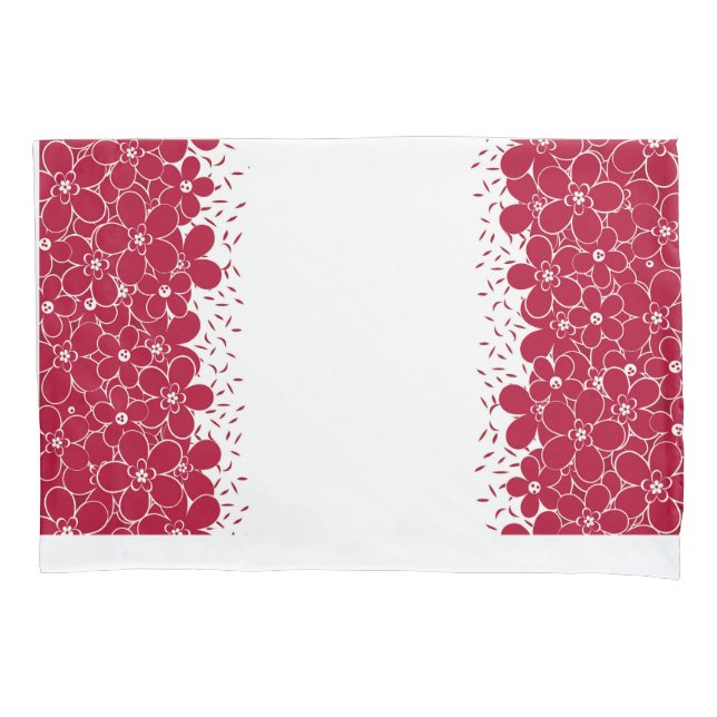 Red flowers daisies on white background  pillow case (Front)