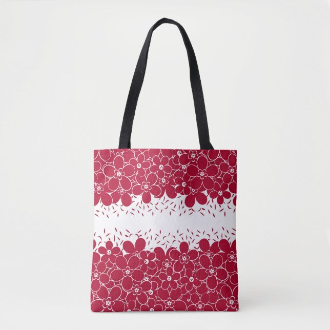 Red flowers daisies on white background   tote bag (Front)