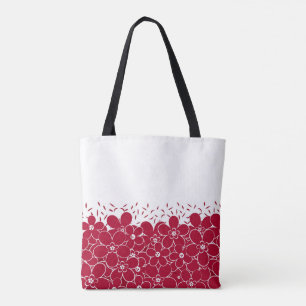 Red flowers daisies on white background tote bag