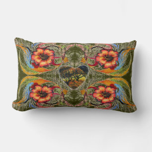 Red Flowers, Dark Heart Victorian fantasy Lumbar Pillow