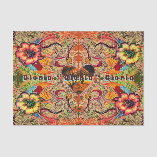 Red Flowers, Dark Heart Victorian fantasy Tissue Paper (Front)