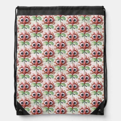 Red Flowers Drawstring Backpack