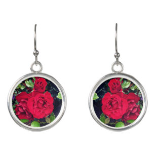 Red flowers earrings