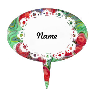 Red Flowers Fantasy Cake Topper