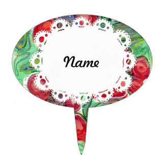 Red Flowers Fantasy Cake Topper