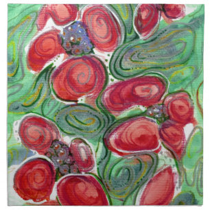 Red Flowers Fantasy Cloth Napkin
